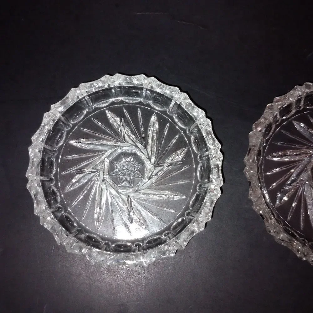 🥃 Vintage Crystal Pinwheel Coasters Set of 4